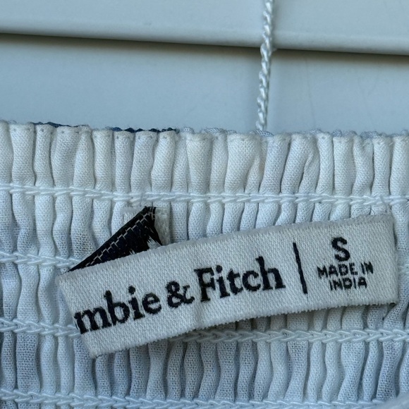 Abercrombie & Fitch Emerson Blue White Floral Puff Sleeve Mini Dress Babydoll S - Picture 10 of 14